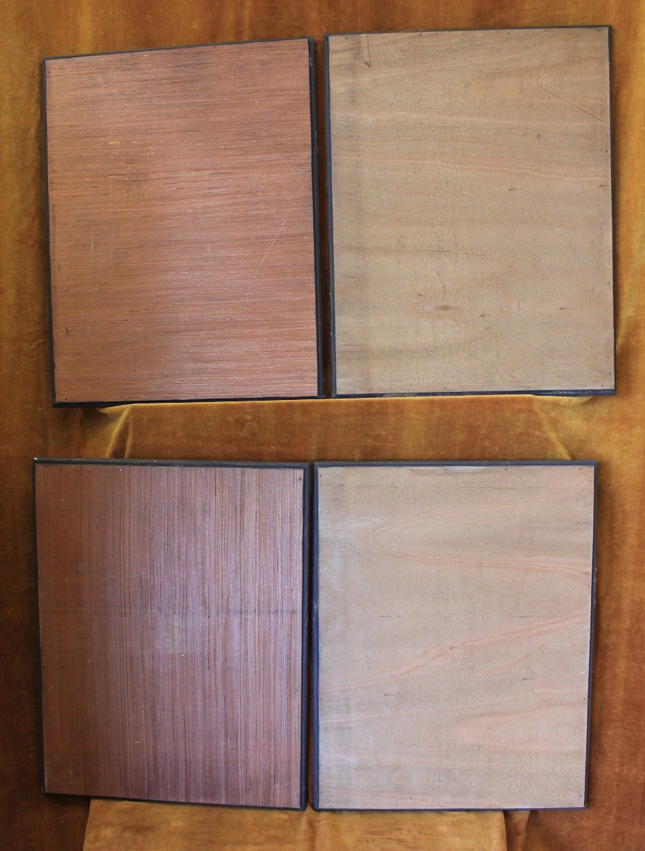 Paire De Miroirs Rectangle Feuille d'Or, Moulure Demi-jonc Perlée  44 x56 cm-photo-8