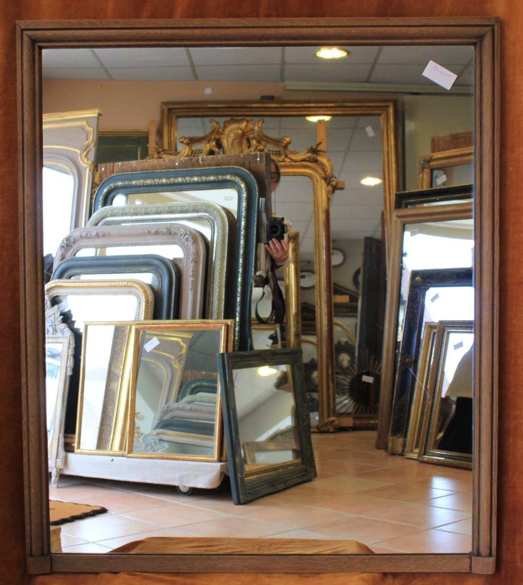 "1900" Bistro Mirror Made Of Natural Wood, 109 X 127 Cm