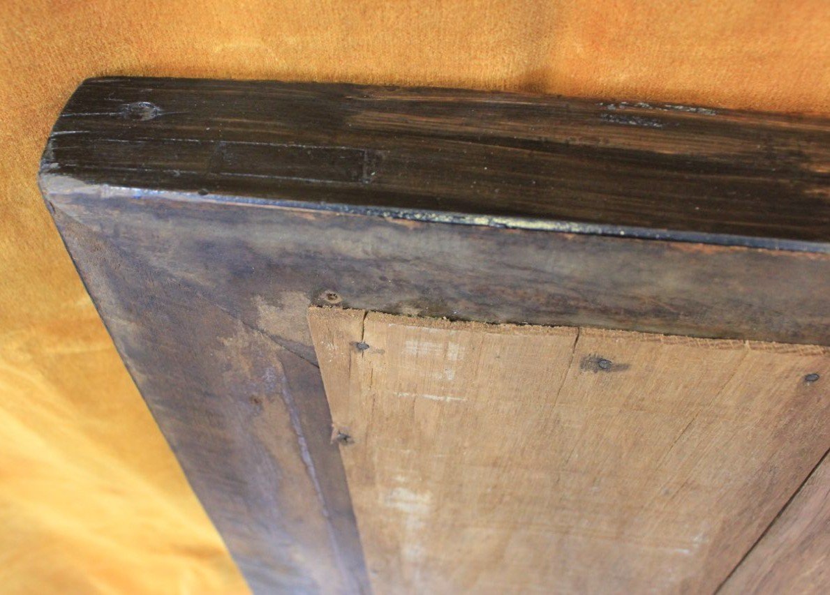 Rectangular Mirror With Blackened And Gilded Wood, Flemish Frame, 50 X 61 Cm-photo-8