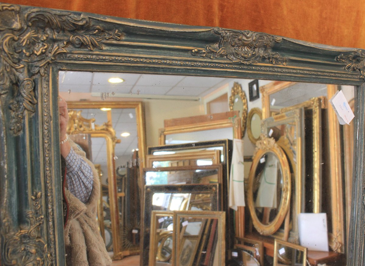 Miroir ancien rectangle restauration, patine, glace mercure 64 x 73 cm-photo-3