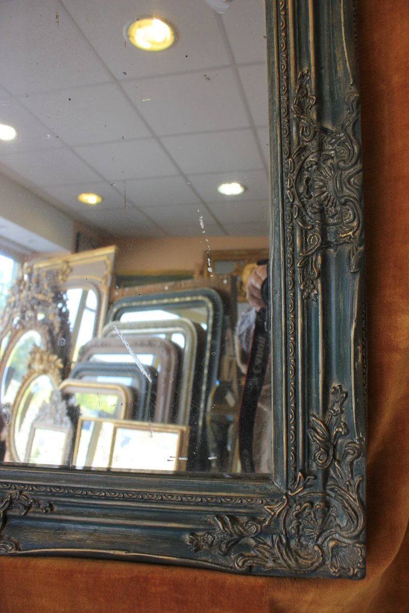 Miroir ancien rectangle restauration, patine, glace mercure 64 x 73 cm-photo-4
