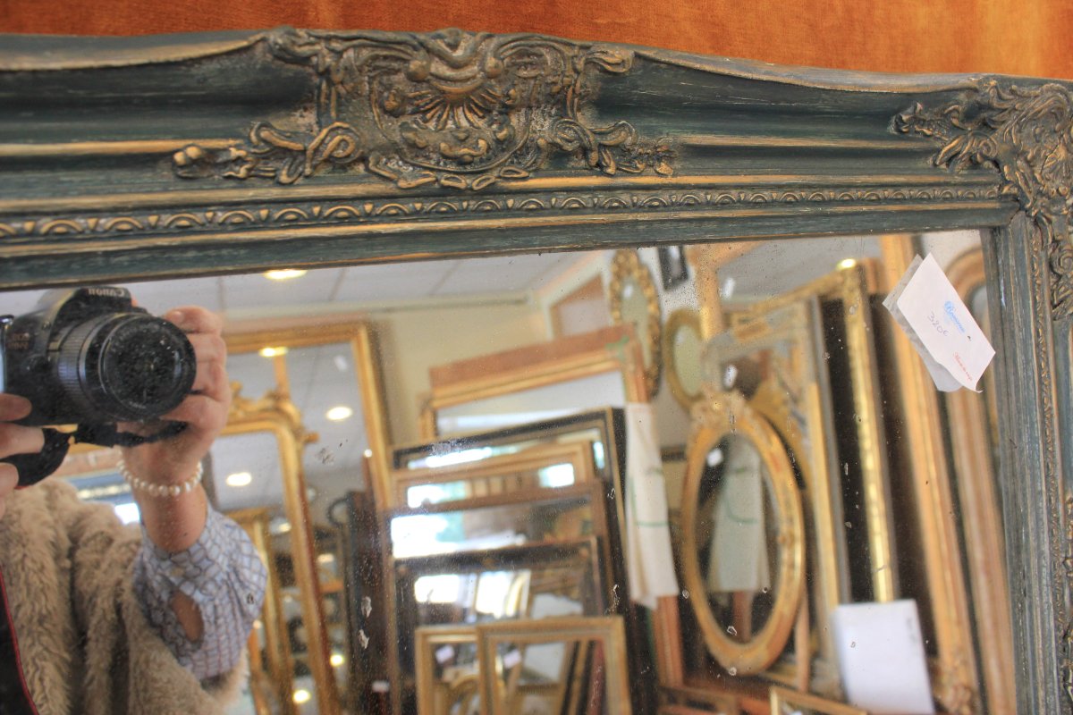 Miroir ancien rectangle restauration, patine, glace mercure 64 x 73 cm-photo-2