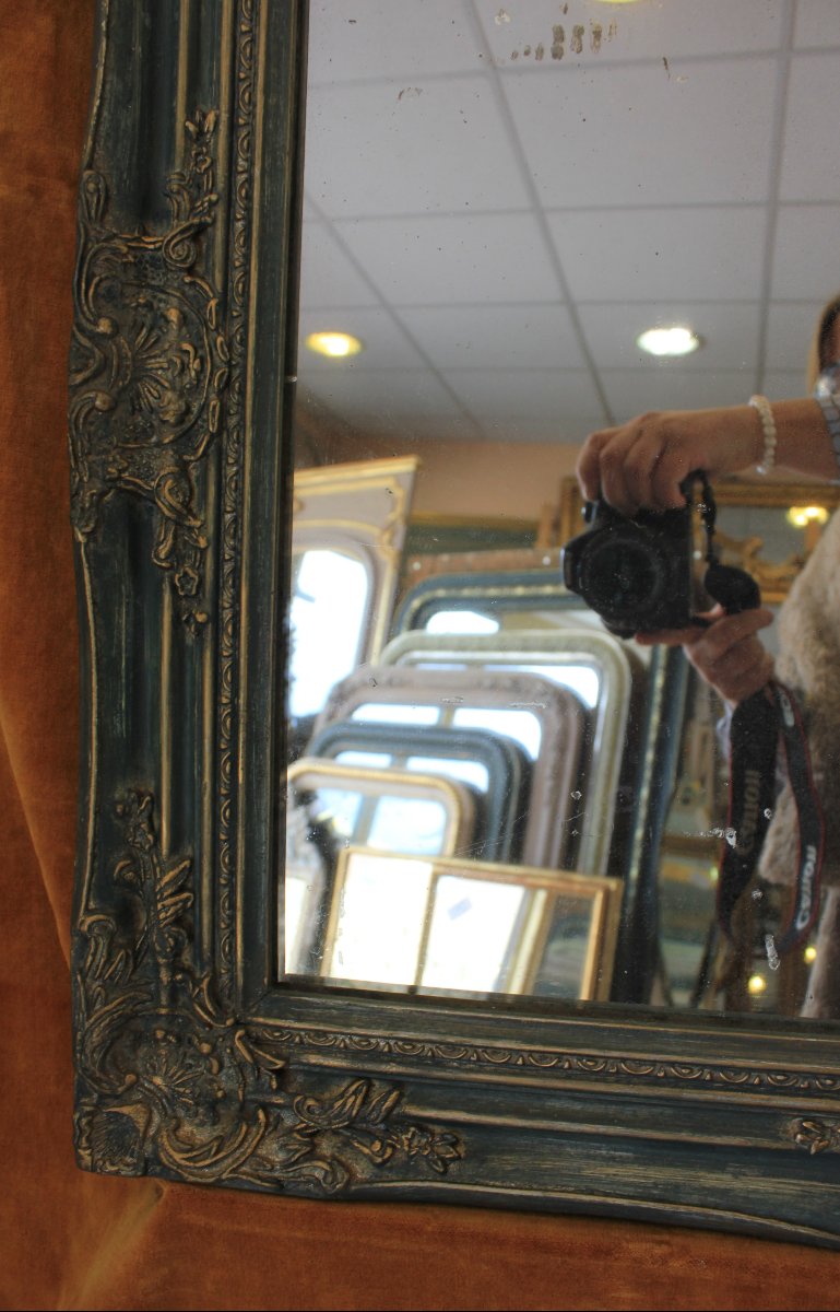 Miroir ancien rectangle restauration, patine, glace mercure 64 x 73 cm-photo-4