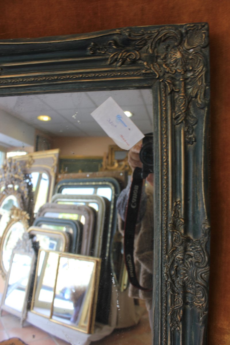 Miroir ancien rectangle restauration, patine, glace mercure 64 x 73 cm-photo-5