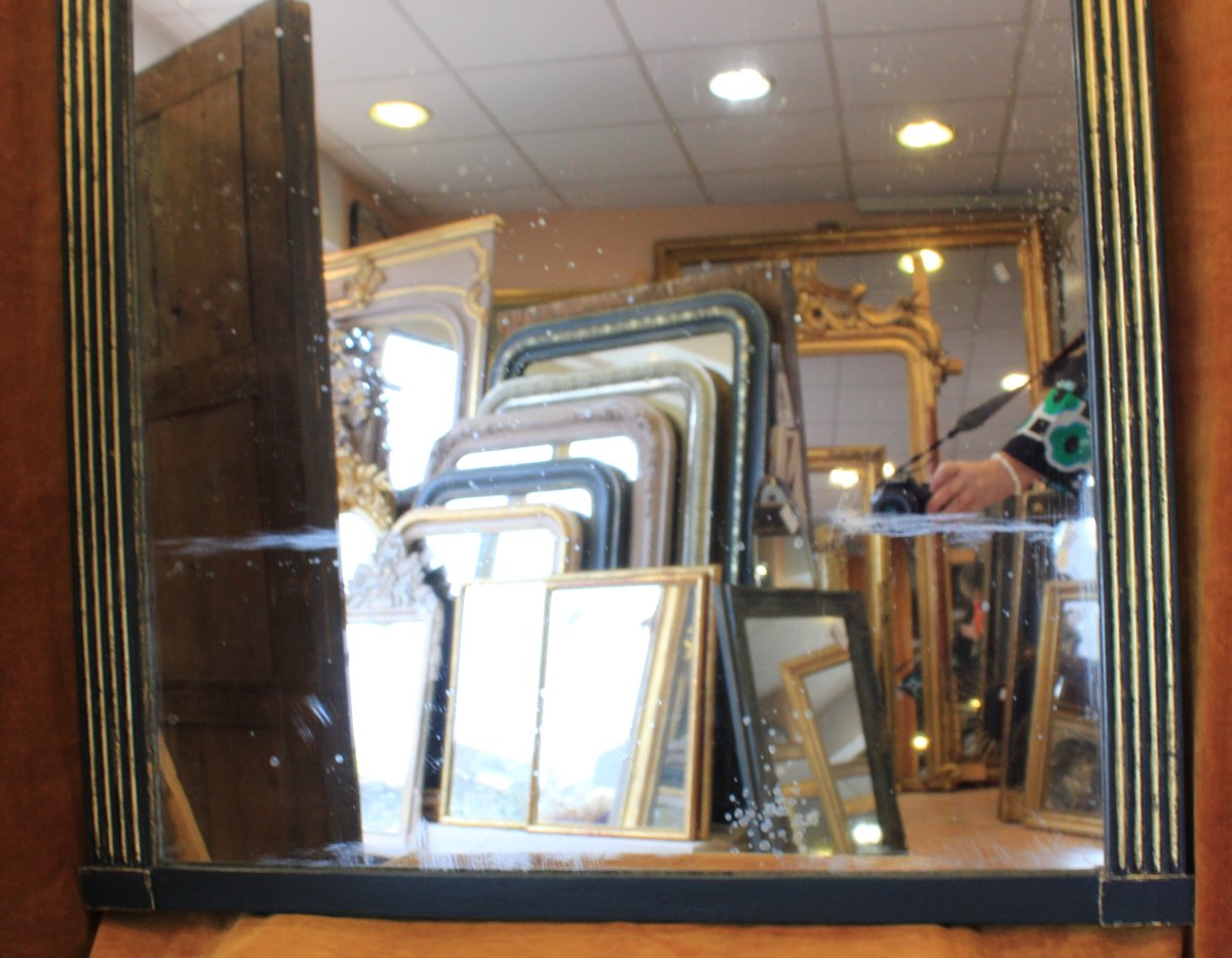 Miroir ancien à canaux, époque directoire, patine et feuille d'or 93 x 132 cm-photo-4
