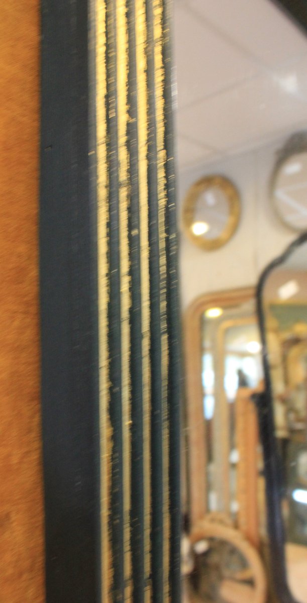 Miroir ancien à canaux, époque directoire, patine et feuille d'or 93 x 132 cm-photo-3