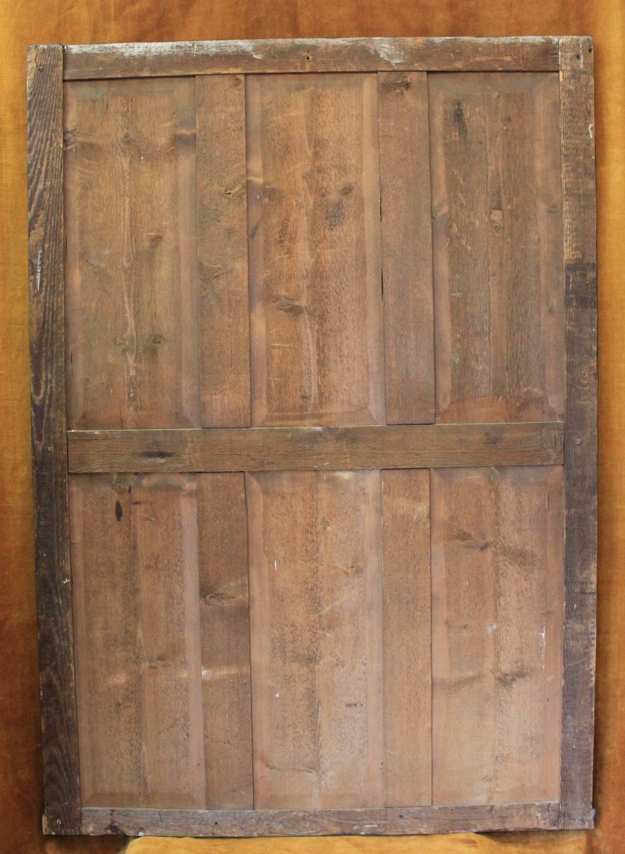 Miroir ancien à canaux, époque directoire, patine et feuille d'or 93 x 132 cm-photo-7