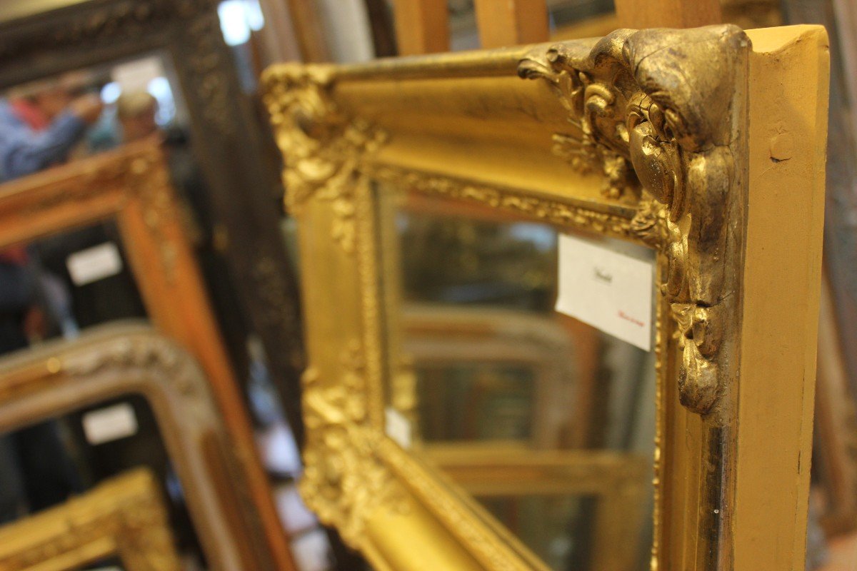 Petit Miroir Rectangulaire Feuille d'Or Et Mercure 37 X 50-photo-3