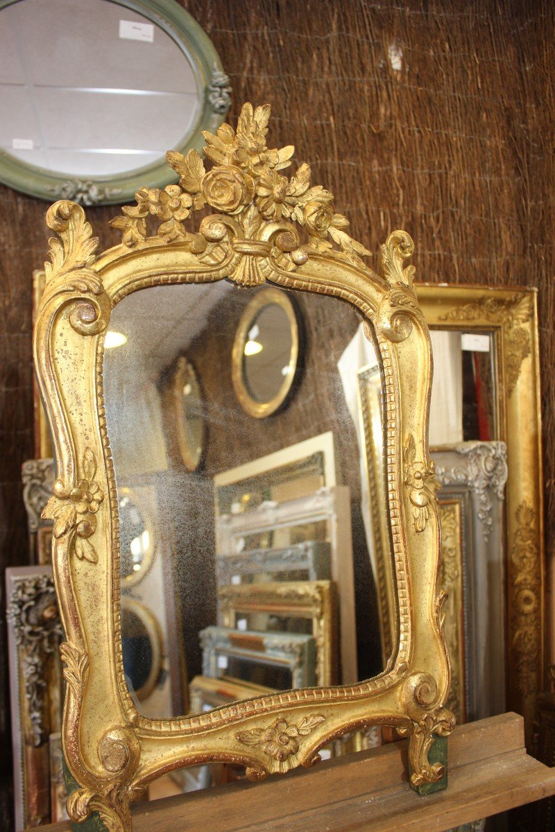  miroir Style Louis XV, miroir bois Sculpté, Feuille d'Or 40 X70 Cm-photo-1