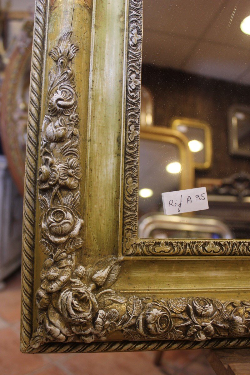 Miroir Ancien Rectangle Patine Et Or 78 X 96-photo-4