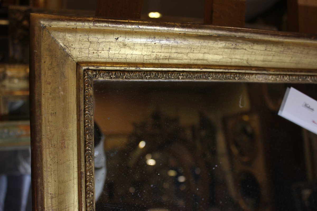 Petit Miroir Moulure Louis Philippe, Feuille d'Or Et Mercure 36 X 42-photo-2