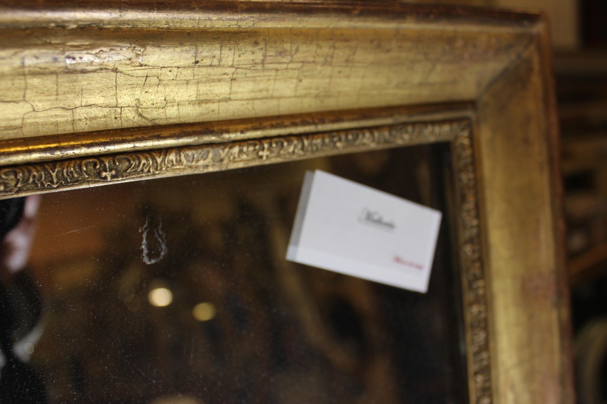 Petit Miroir Moulure Louis Philippe, Feuille d'Or Et Mercure 36 X 42-photo-3