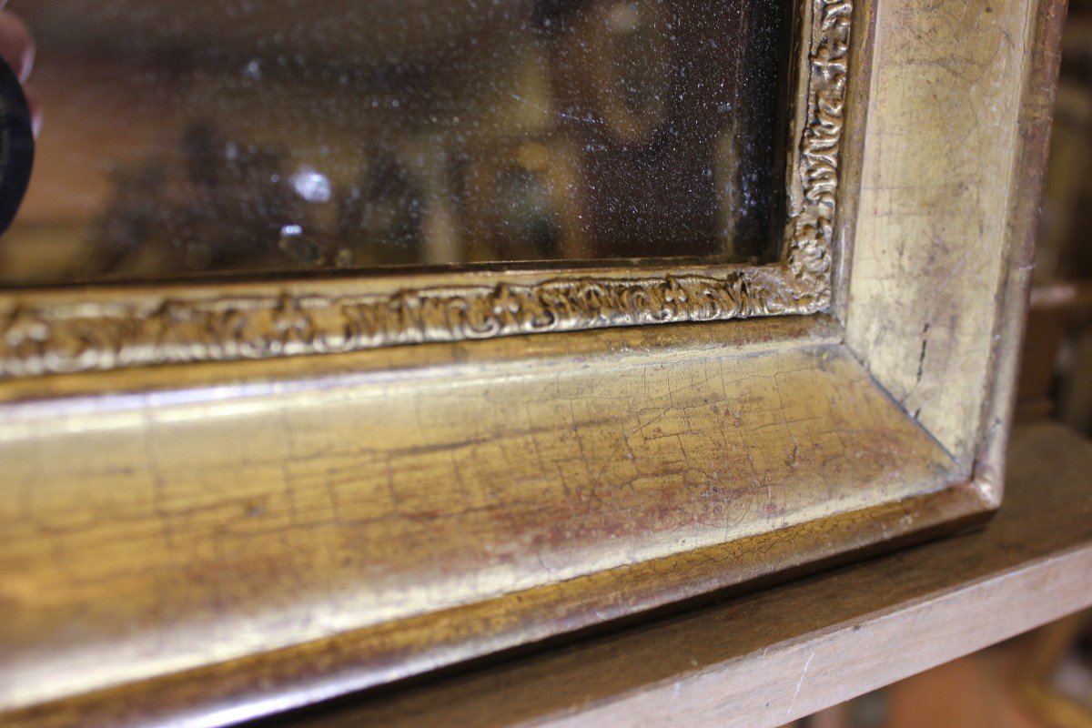 Petit Miroir Moulure Louis Philippe, Feuille d'Or Et Mercure 36 X 42-photo-4