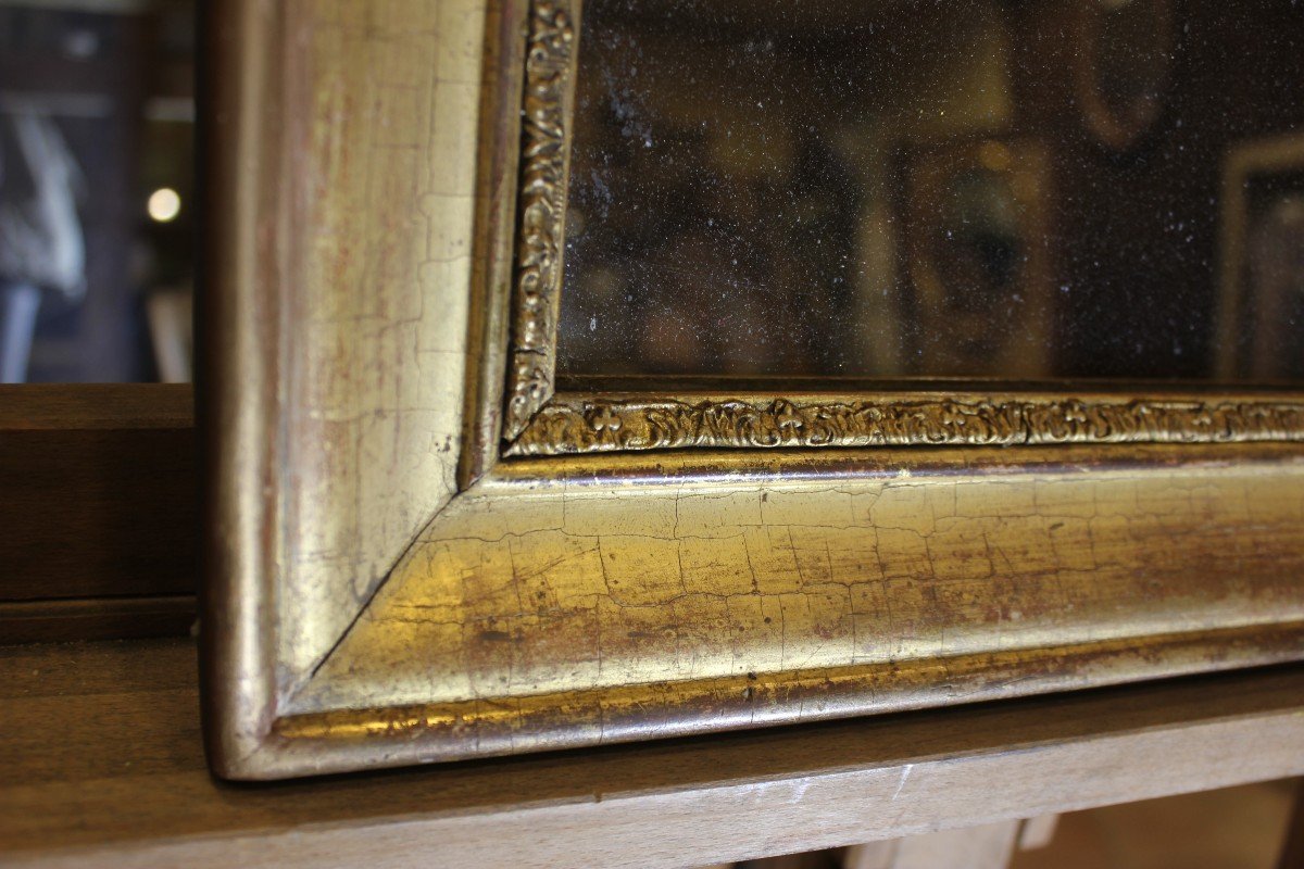 Petit Miroir Moulure Louis Philippe, Feuille d'Or Et Mercure 36 X 42-photo-2