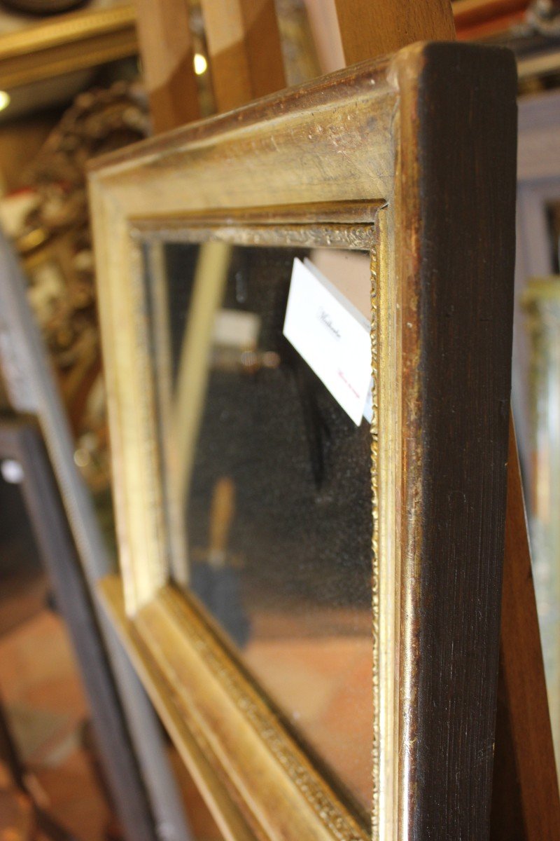 Petit Miroir Moulure Louis Philippe, Feuille d'Or Et Mercure 36 X 42-photo-3