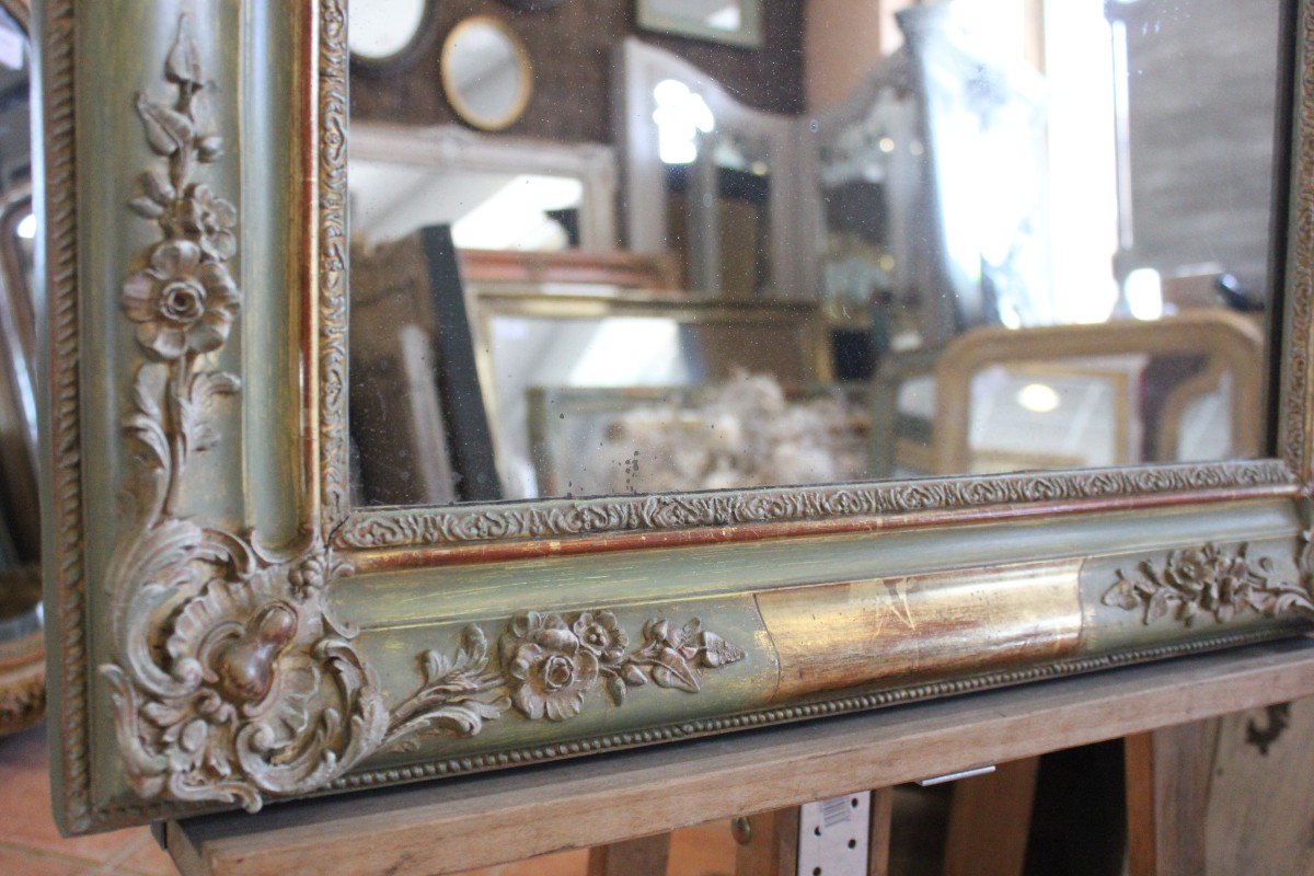 Miroir Ancien Feuille d'Or Et Patine, Mercure 70 X 118 Cm-photo-3