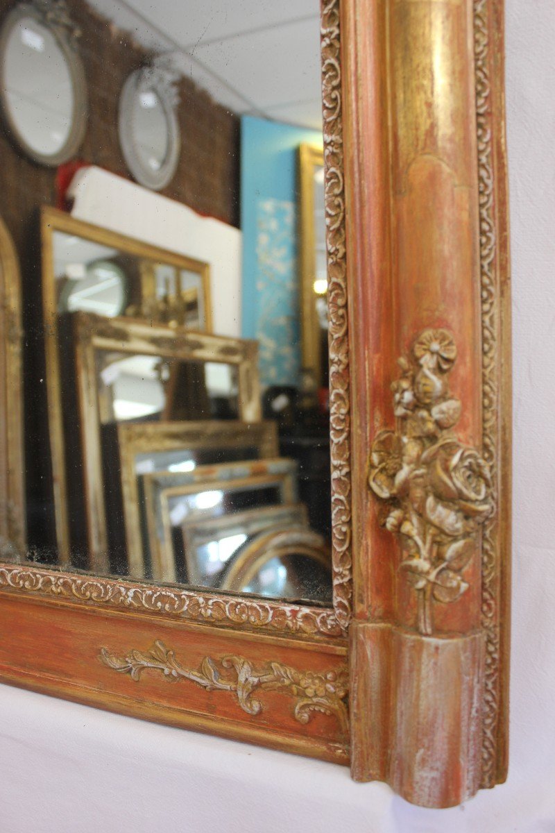 Old Gold Leaf Mirror, Patina, Mercury Ice 65 X 83 Cm-photo-4