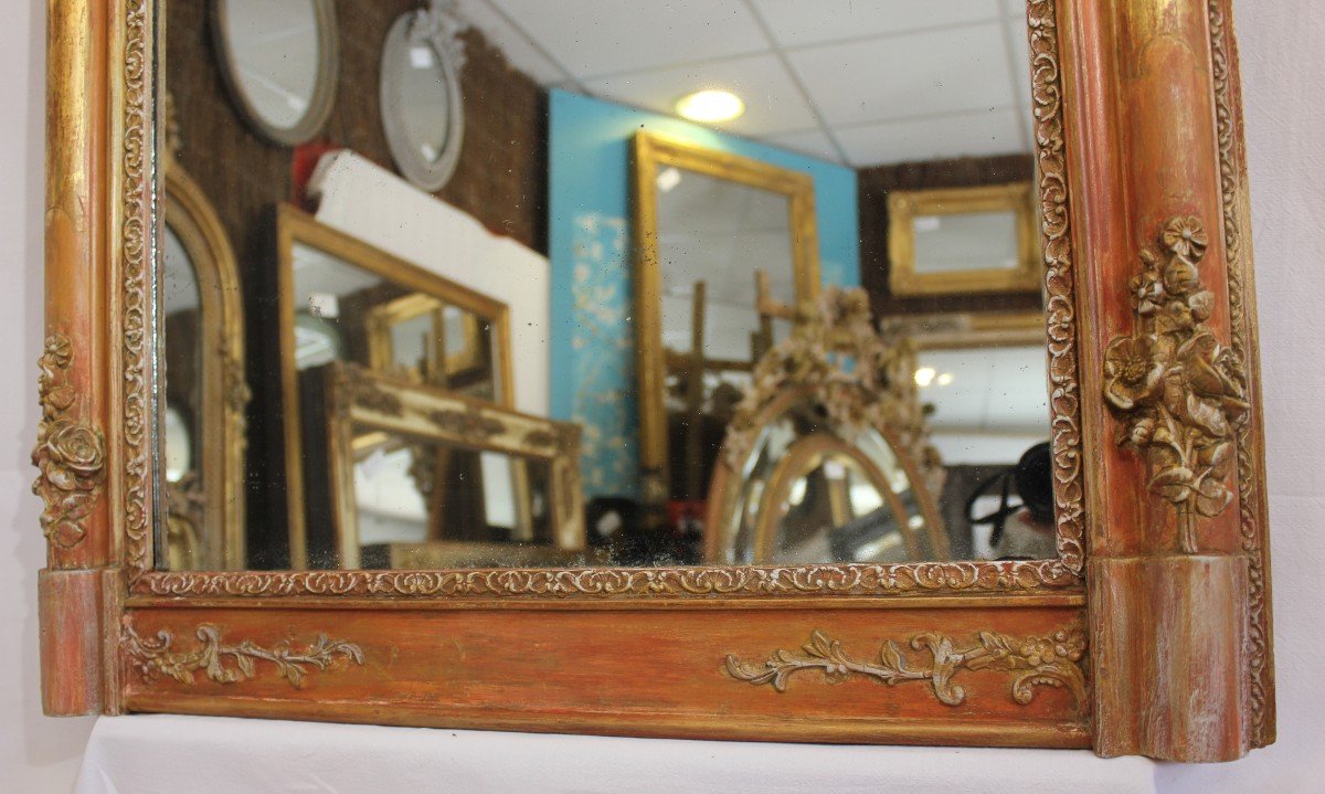 Miroir Ancien Feuille d'Or, Patine, Glace Mercure  65 X 83 Cm-photo-2