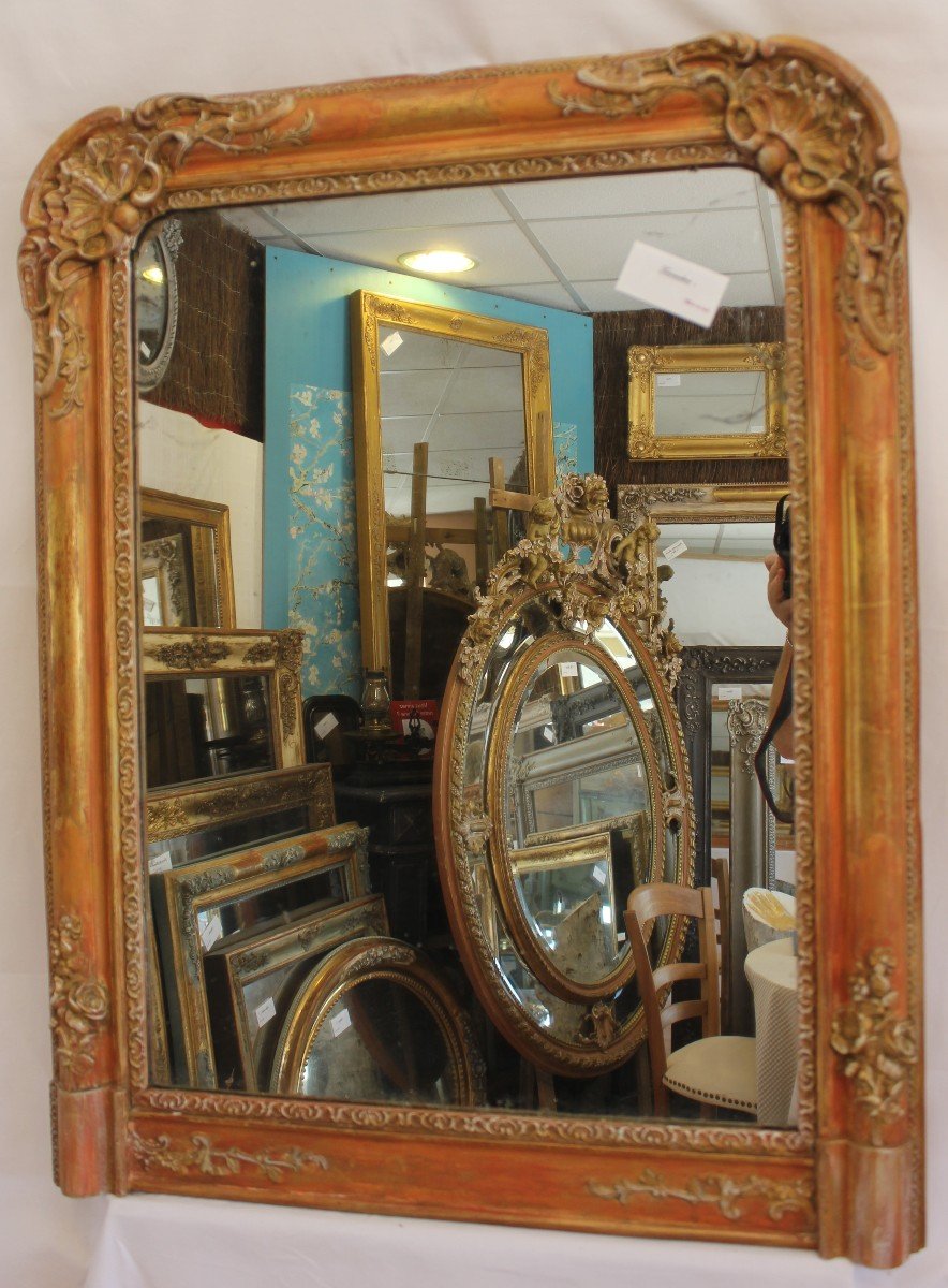 Old Gold Leaf Mirror, Patina, Mercury Ice 65 X 83 Cm