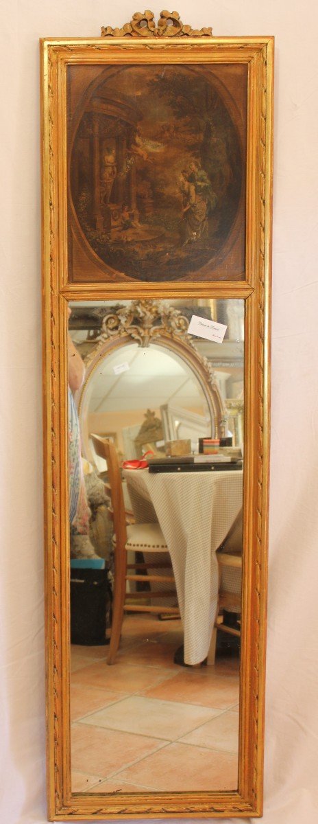 Trumeau Between Two Louis XVI Style, Silver Nitrate Mirror, 45 X 161 Cm