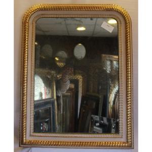 Miroir Louis Philippe, Feuille d'Or Et Patine, Glace Mercure 64 X 82 Cm