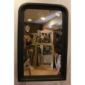 Miroir De Cheminée Louis Philippe perlé, Patine Noir Profond 80 X126cm