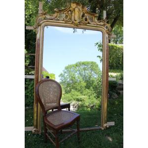 Very Large Antique Floor Standing Mirror, Gold Leaf, Mercury Ice, 135 X 213 Cm