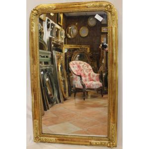 Large Fireplace Mirror, Flower Decor, Gold Leaf, Mercury Glaze 84 X 139 Cm