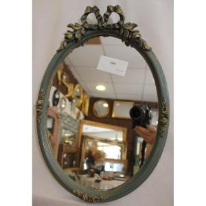 Small Oval Louis XVI Style Mirror, Patina 33 X 47 Cm