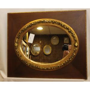 Rectangle Medallion Mirror, Wood And Gold 53 X 63 Cm