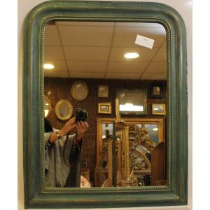 Louis Philippe Perlé Mirror, Green Tone Patina 64 X 81cm