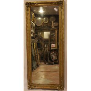 Large Old Rectangle Mirror, Gilding And Patina, Mercury Glaze72 X 170 Cm