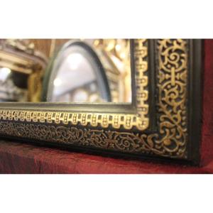 Napoleon III Rectangle Mirror, Black And Gold 42 X 51 Cm