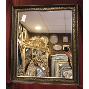 Napoleon III Rectangle Mirror, Black And Gold 69 X 80 Cm