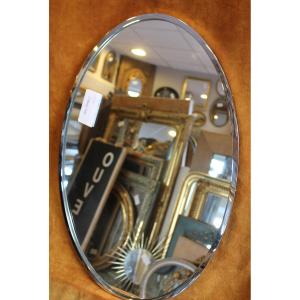 38 x 59 cm miroir ovale moderniste métal chromé