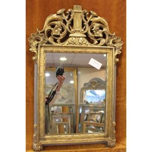 53 x 83 cm Miroir ancien, bois sculpté et doré, glace mercure 