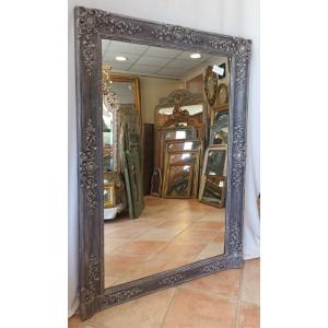 94 x 140 cm Miroir De Cheminée Ancien, finition patiné