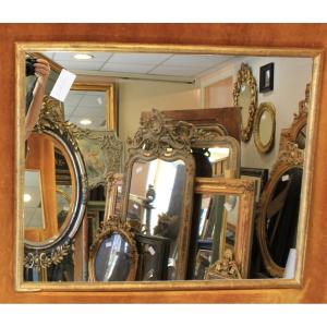 miroir rectangle demi-jonc, feuille d'or 62 x 76 cm