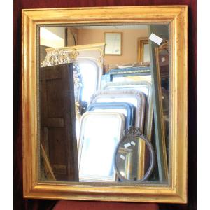 miroir rectangle Louis Philippe feuille d'or, glace mercure, 97 x 112 cm
