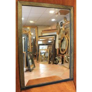 Antique Channeled Mirror, Directoire Period, Patina And Gold Leaf, 93 X 132 Cm