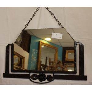 Miroir Ancien Fer Forgé 1920 59 X 38 Cm