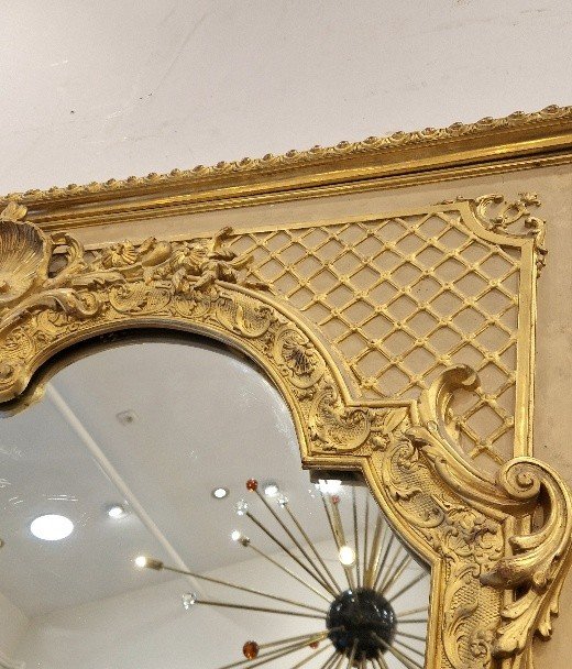 Miroir doré trumeau Régence glace de cheminée 135*255cm-photo-4