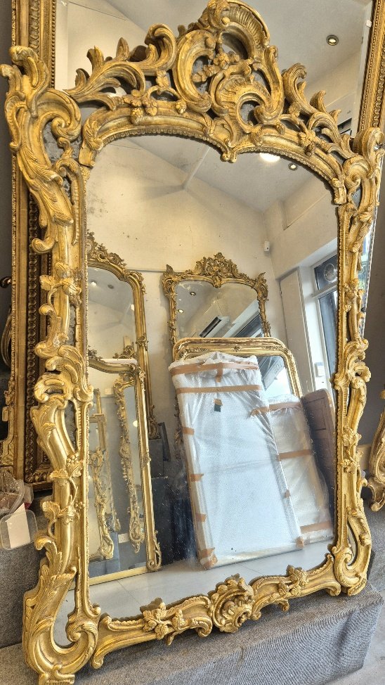 Louis XV Period Mirror With Gilded Wooden Frame, 102 X 160 Cm-photo-1