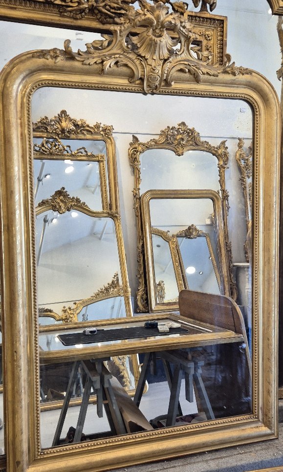 Miroir Louis Philippe Doré Cartouche Rocaille  102*155cm-photo-1