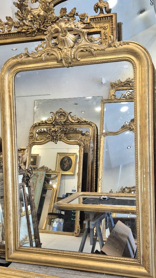 Miroir Louis Philippe Doré Cartouche Rocaille  102*155cm-photo-2