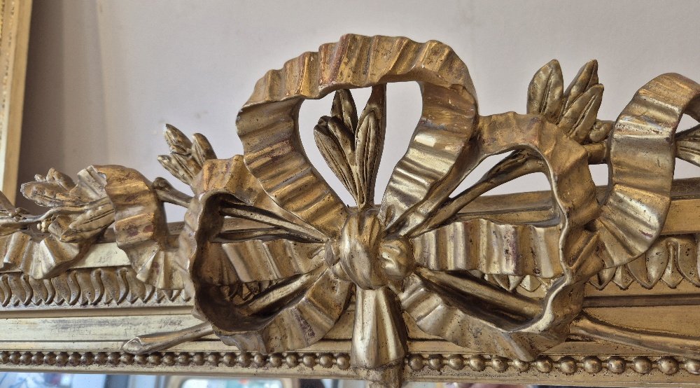 Grand miroir doré noeud Louis XVI glace de cheminée 118*162cm-photo-3