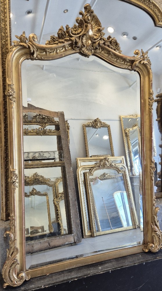 Miroir Louis XV glace biseautée de cheminée 100*150cm-photo-1
