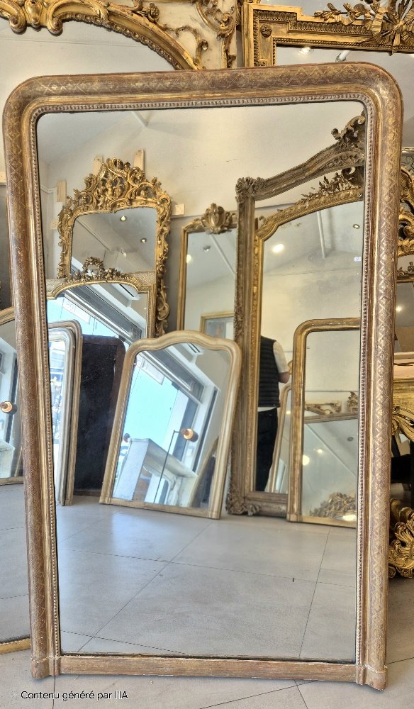 Très grand miroir Louis Philippe de cheminée glace ancienne 115*188cm-photo-3