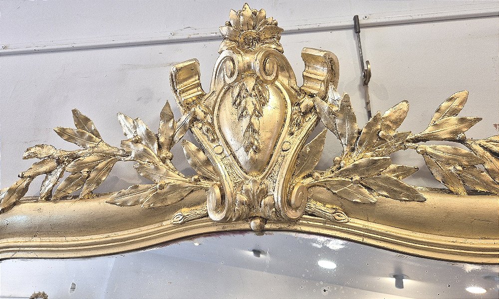Très grand miroir Napoleon III glace ancienne de cheminée 108*225 cm-photo-2