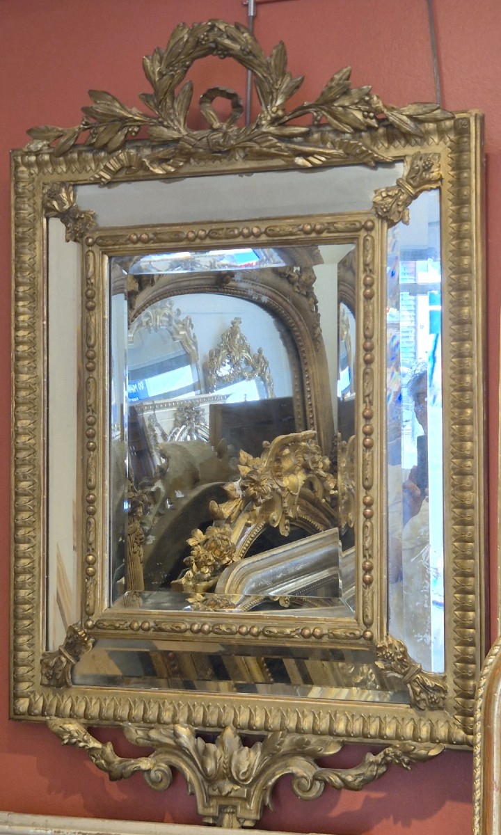 Miroir Napoléon III facettes glaces biseautées  67*102cm